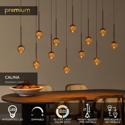 Lucide CALINA - Pendant light - LED Dim. - CCT - 12x7W 2200K/3300K - With replaceable LED module - Coffee - Premium